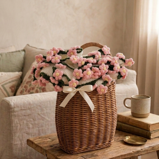 Pink Cherry Blossom Bouquet Blanket