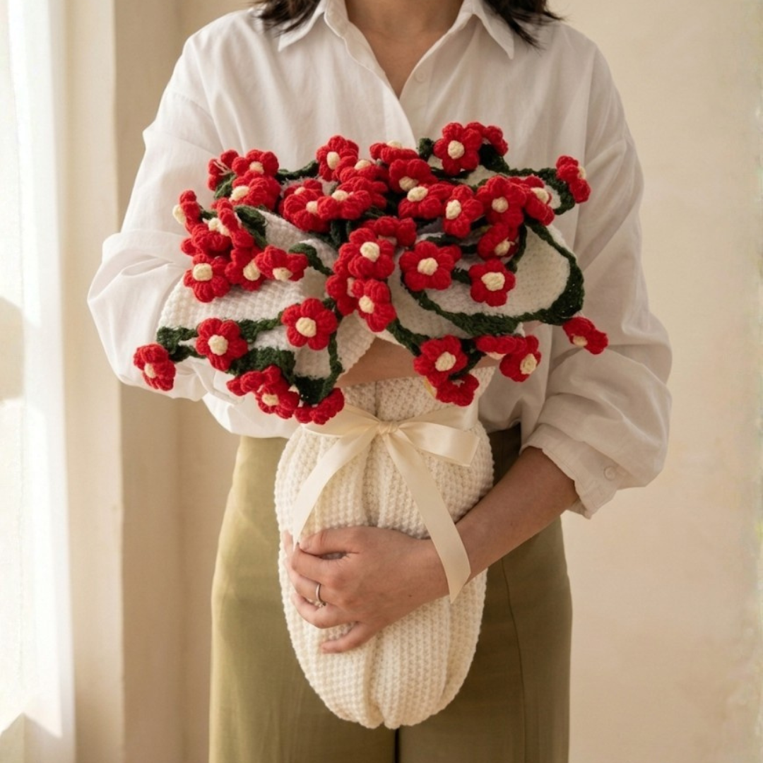 Red Daisy Bouquet Blanket