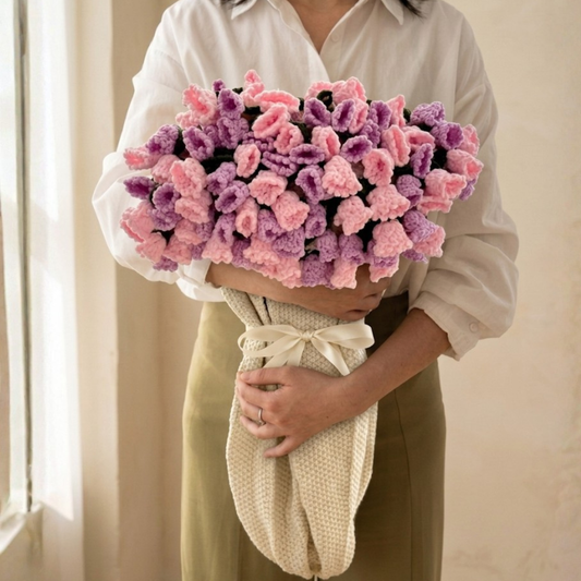 Pink & Purple Tulip Bouquet Blanket