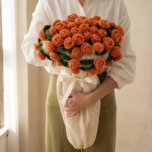 Orange Rose Bouquet Blanket