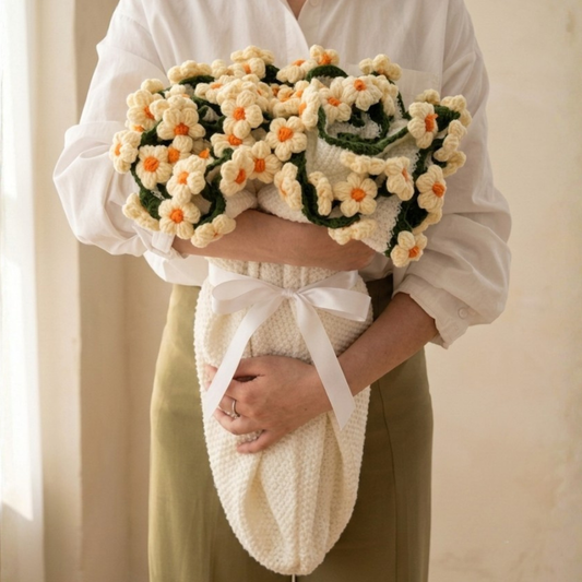 Cream Daisy Bouquet Blanket