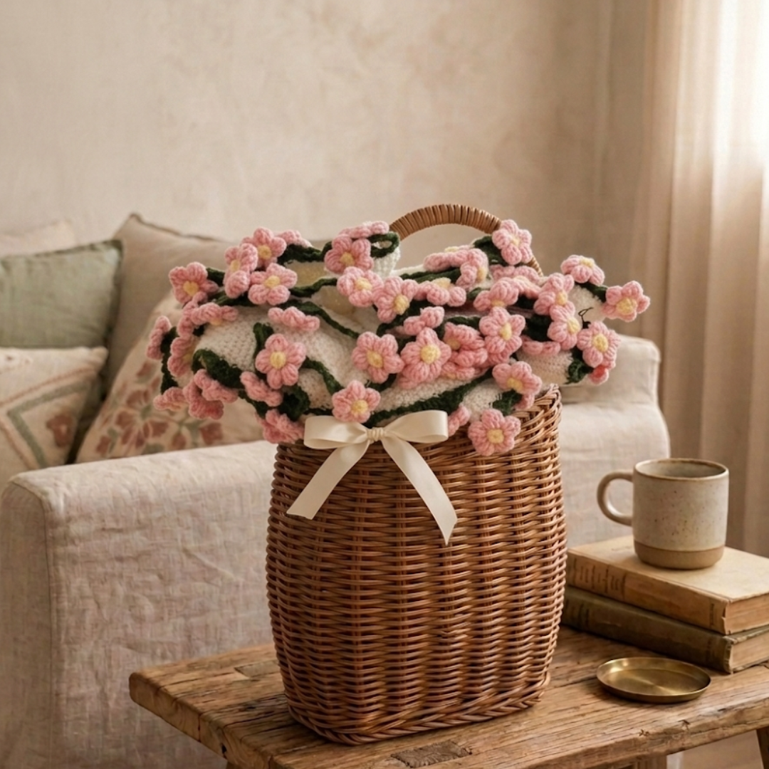 Pink Cherry Blossom Bouquet Blanket
