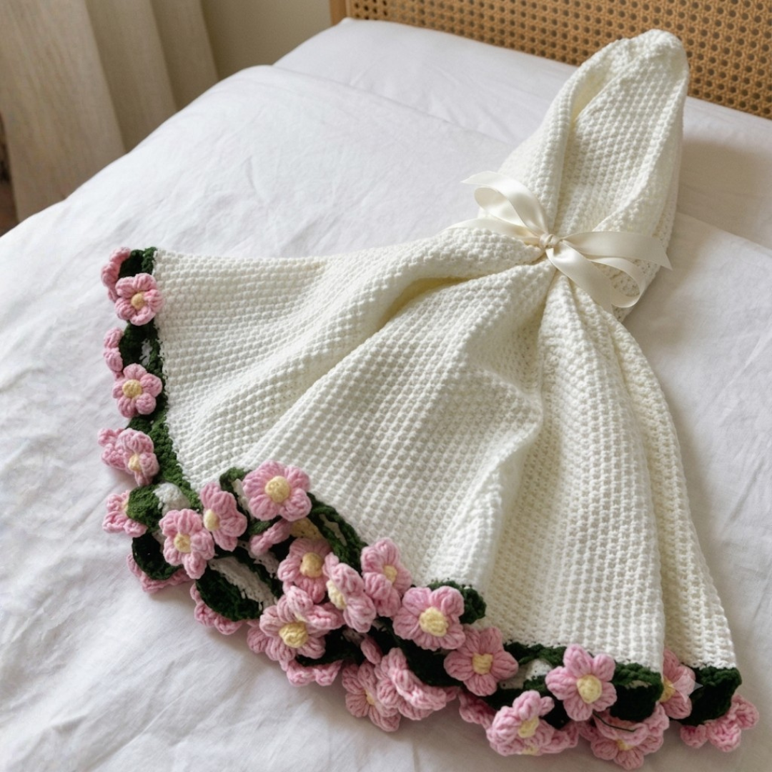 Pink Cherry Blossom Bouquet Blanket