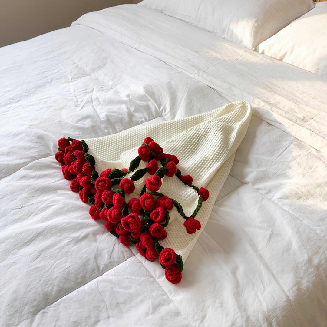 Red Rose Bouquet Blanket
